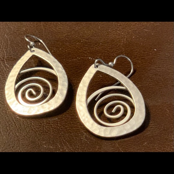 Silver Spiral Earrings - Picture 1 of 7